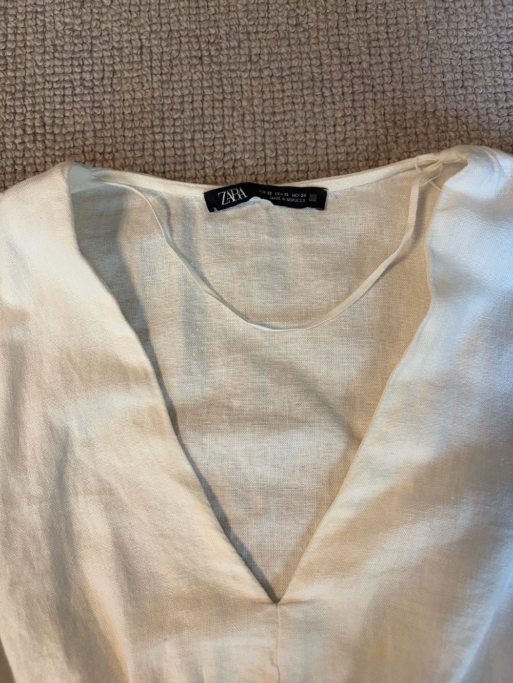 Zara Women’s White Linen Dress (Size XS) - Picture 3 of 7